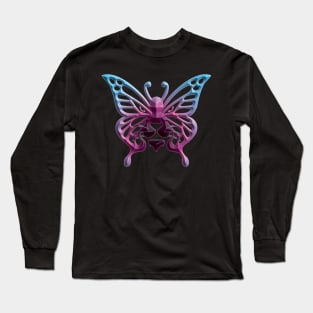 Wolf and butterfly 3d super soft blend drawing cute cool colorful Long Sleeve T-Shirt